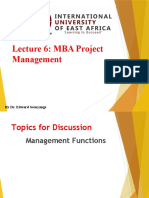 MBA Project Management Functions