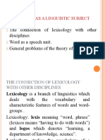 Lecture 1 Lexicology As A Subject