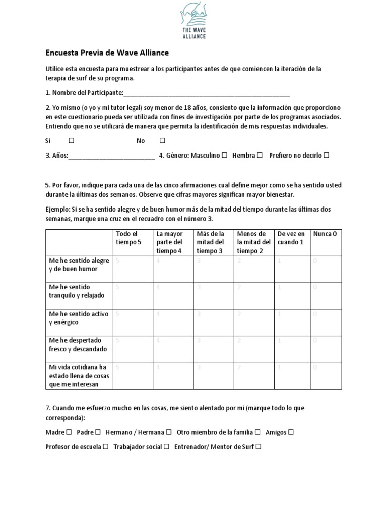 Encuesta Previa de Wave Alliance | PDF | Estilo de vida