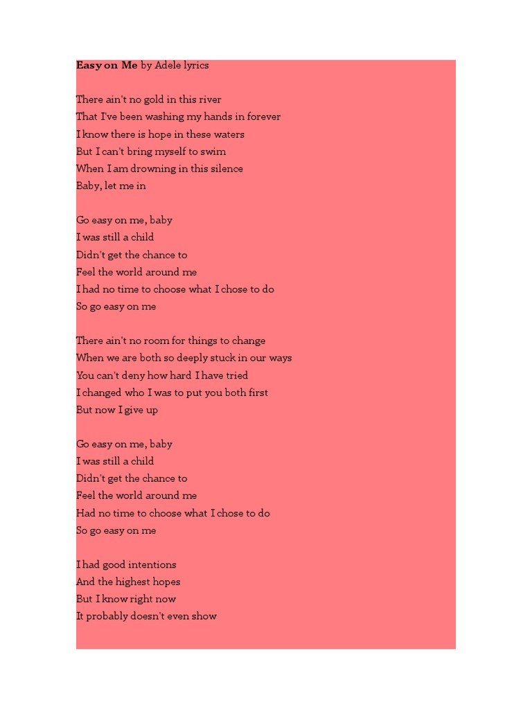 Easy on Me Lyrics by Adele Explained | PDF | Linguistics | Grammar