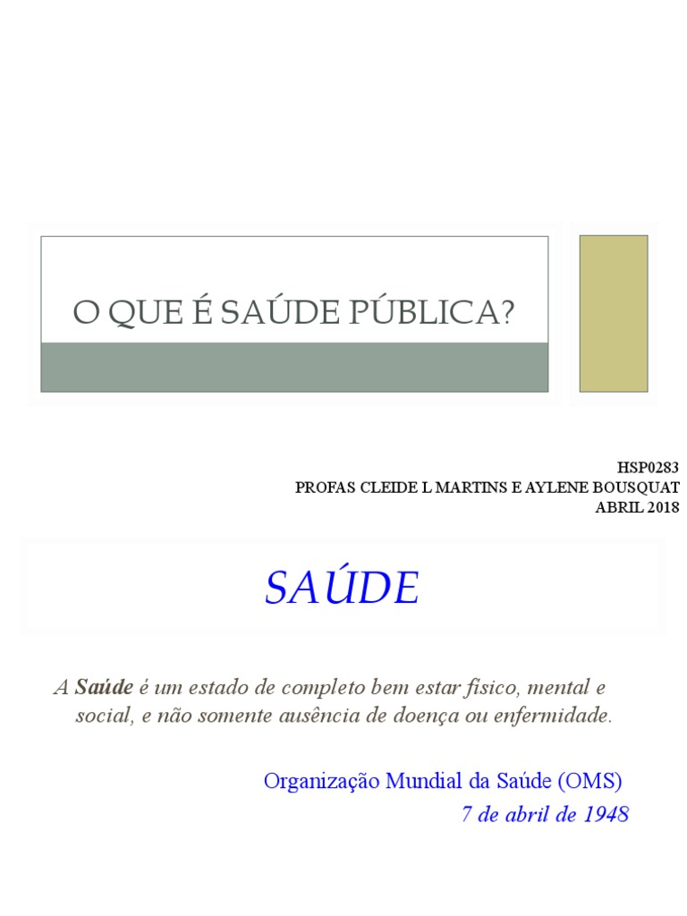 Conceitos Fundamentais de Saúde Pública | PDF | Saúde pública ...