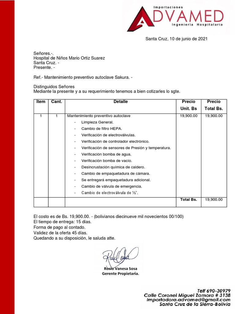 Mant. Autoclave Sakura Hnmos 070621 | PDF