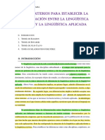 Tema 2. CRITERIOS PARA ESTABLECER LA DIFERENCIACIÓN ENTRE LA LINGÜÍSTICA TEÓRICA Y LA LINGÜÍSTICA APLICADA