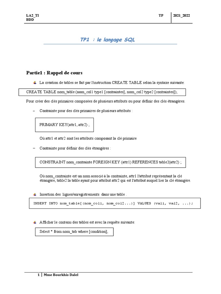 Création et gestion de bases SQL Oracle | PDF | Logiciel ...
