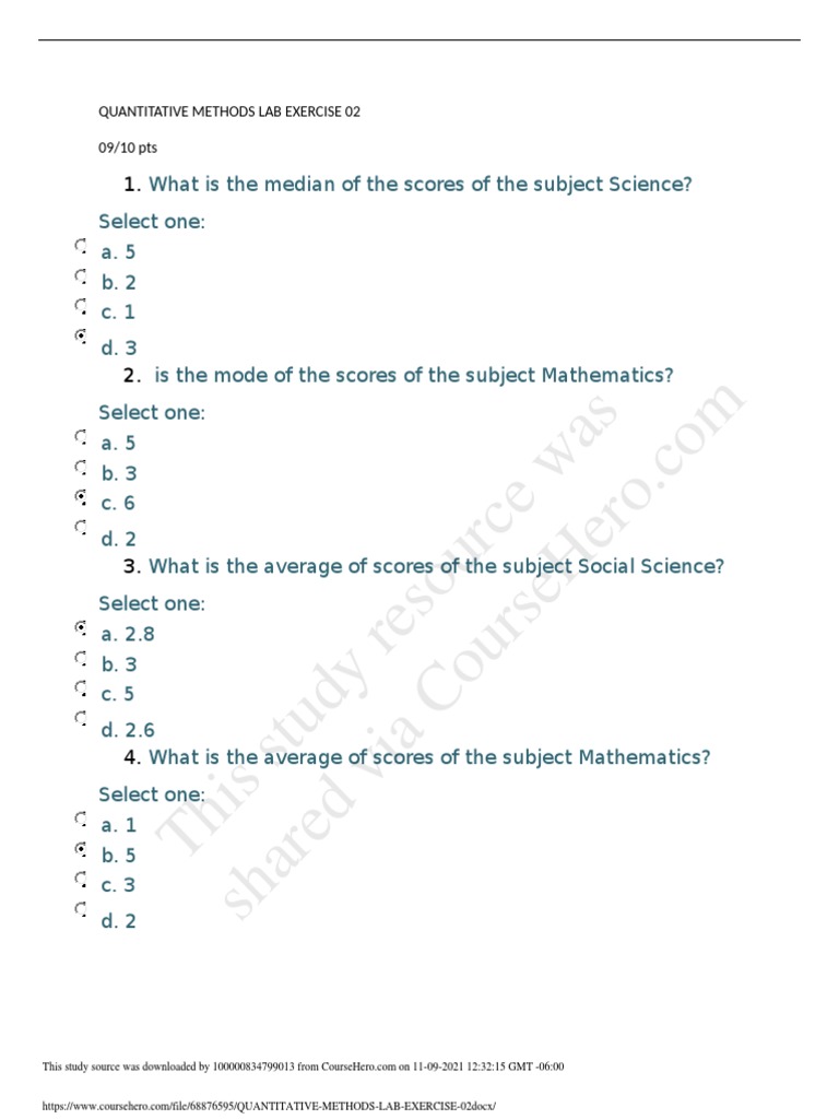Quantitative Methods Exercise | PDF | Observation | Science And Technology