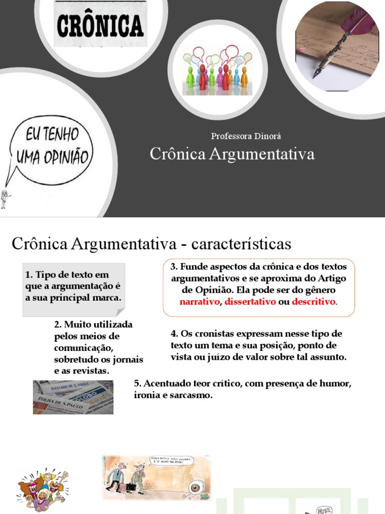 As características e elementos essenciais da crônica argumentativa | PDF