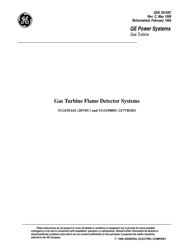 GEK28158cGas Turbine Flame Detector Systems PDF Relay Detector