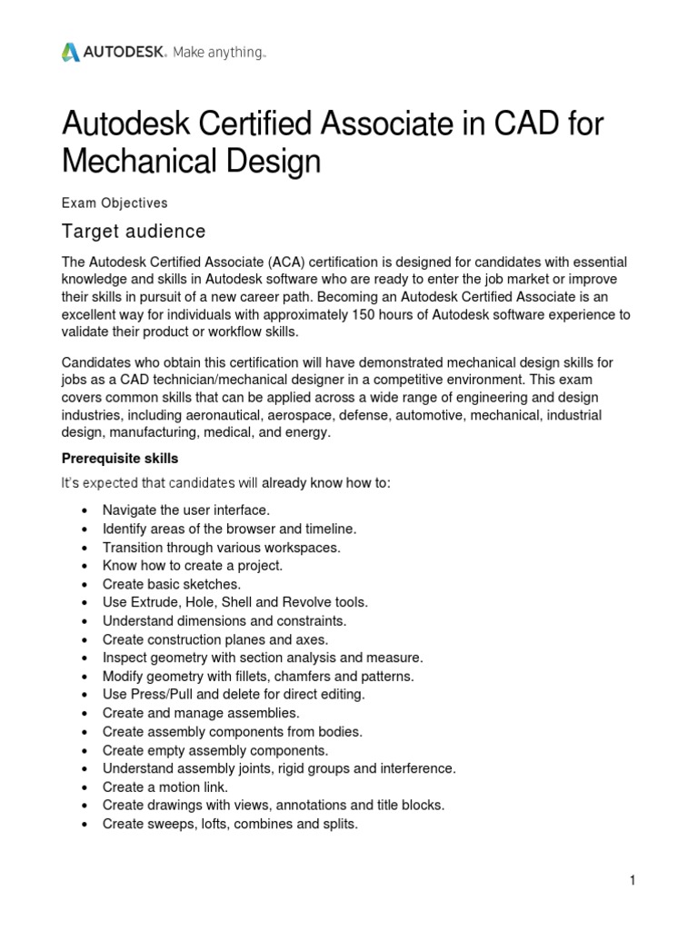 CAD Mechanical Design Certification Guide | PDF | Computer Aided Design ...