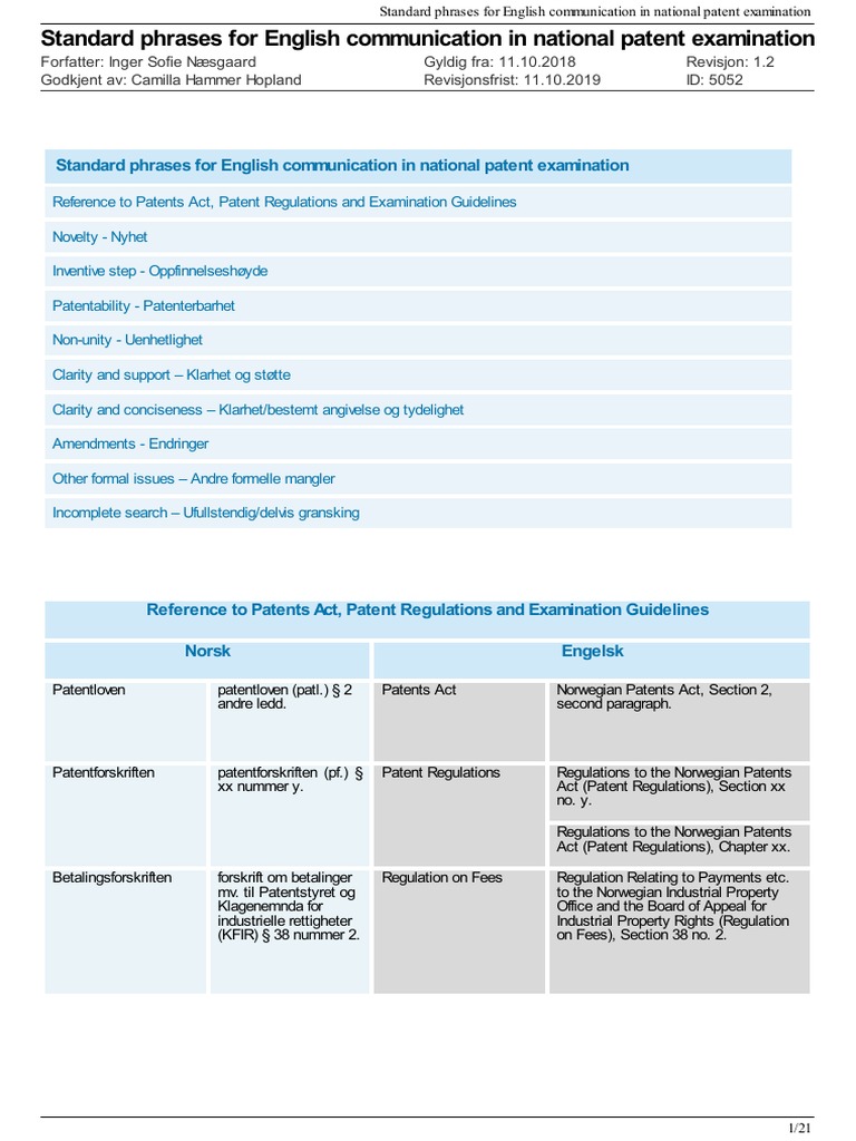 English Phrases for Patent Examination | PDF | Patent Claim | Prior Art