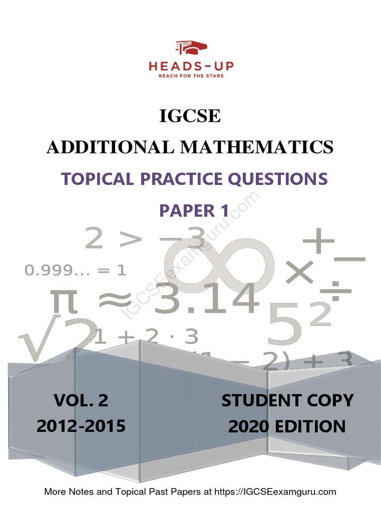 IGCSE Additional Mathematics Practice | PDF | Mathematics | Theoretical ...