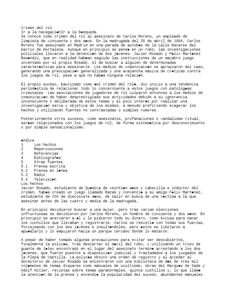 Crimen del rol: el caso Javier Rosado | PDF | Wikipedia | Juegos de rol