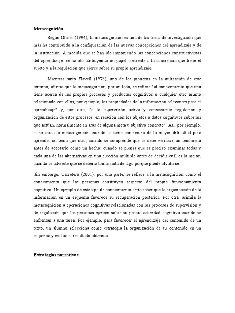 Metacognición y Estrategias de Aprendizaje | PDF | Crecimiento personal ...