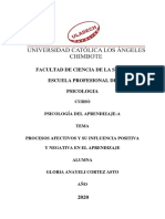 Procesos Afectivos y Su Influencia Positiva y Negativa en El Aprendizaje