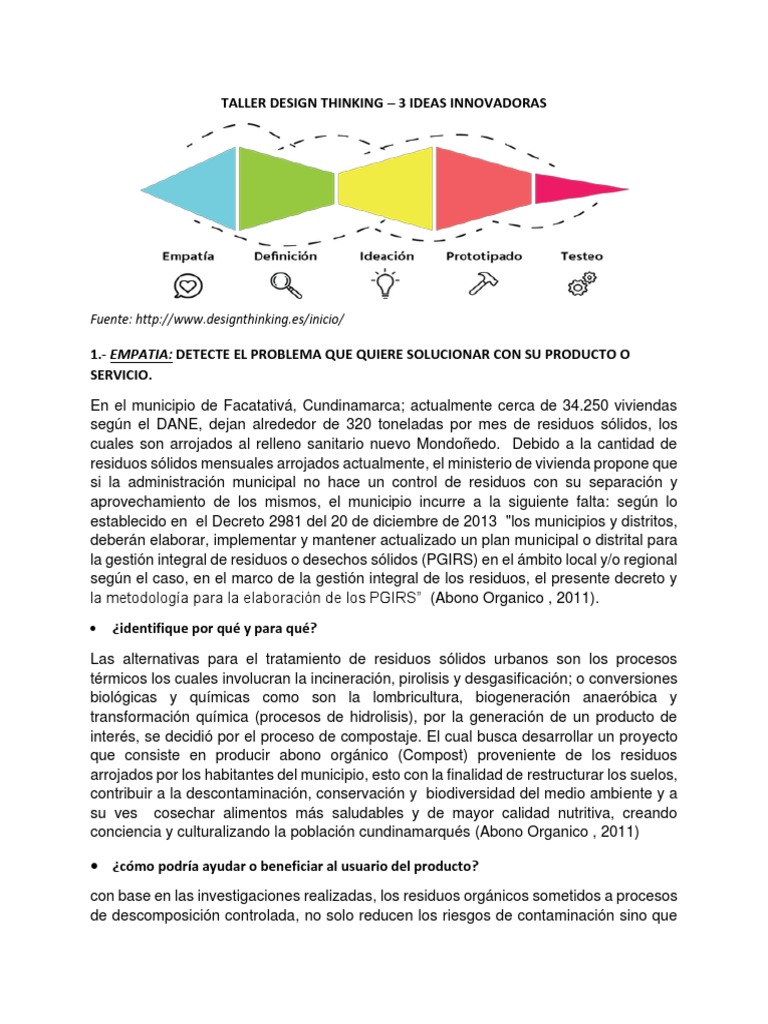 Taller Design Thinking 1 | PDF | Compost | Residuos