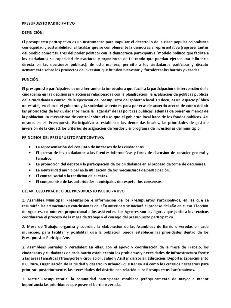 Fases del Presupuesto Participativo | PDF | Presupuesto | Democracia