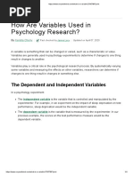 How Are Variables Used in Psychology Research?: The Dependent and Independent Variables