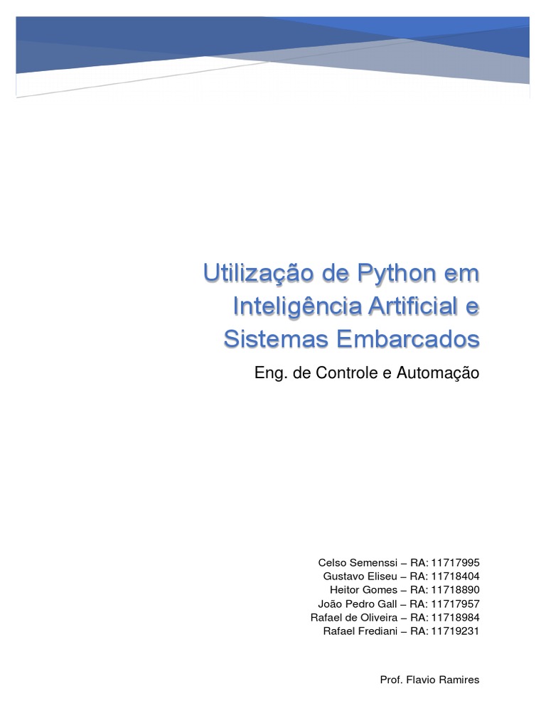 Utilização de Python em IA e Sistemas Embarcados | PDF | Python ...