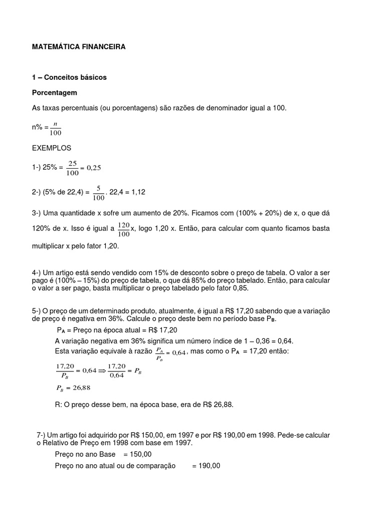 Fundamentos de Matemática Financeira | PDF | Juros | Dinheiro