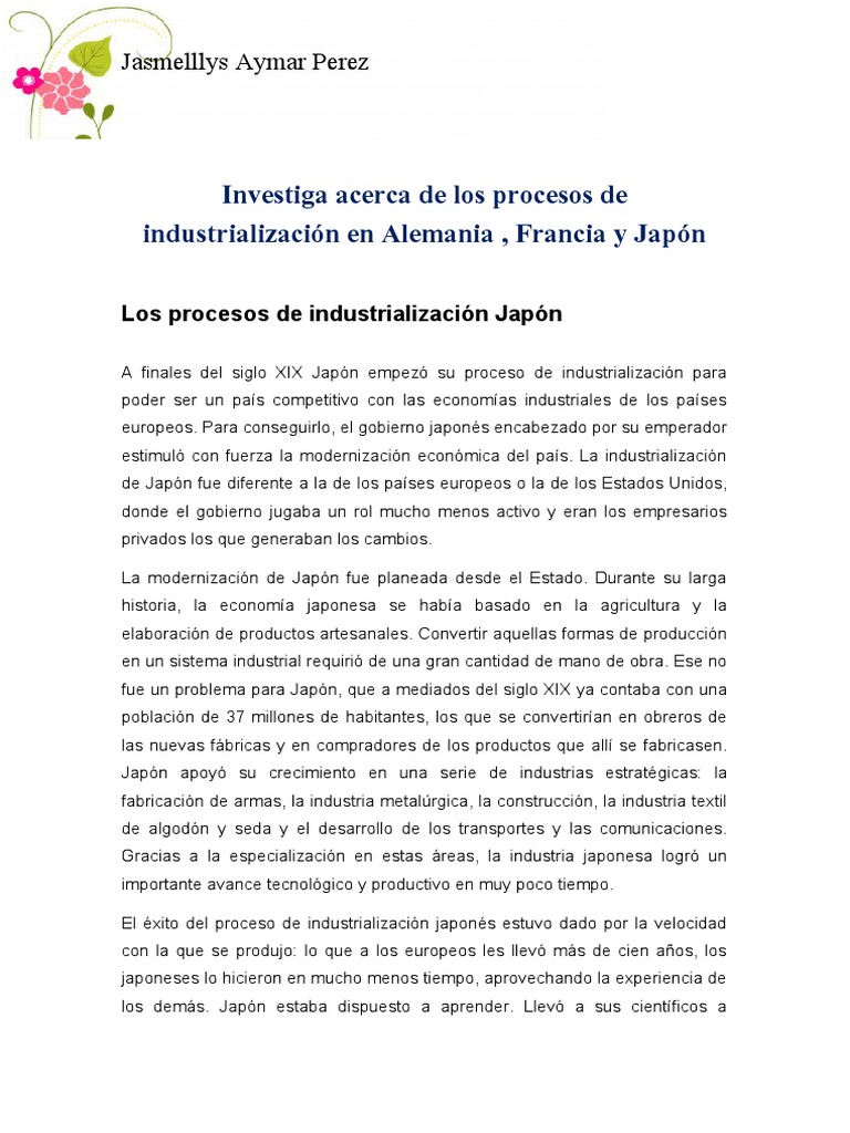 Investiga Acerca de Los Procesos de Industrialización en Alemania