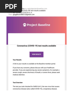 Coronavirus (COVID-19) test results available