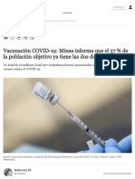 Vacunación COVID-19 - Minsa Informa Que El 57 % de La Población Objetivo Ya Tiene Las Dos Dosis