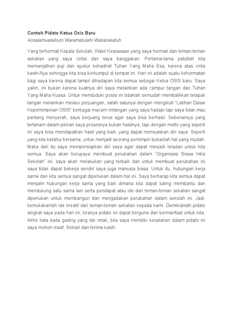 Contoh Pidato Ketua Osis Baru PDF