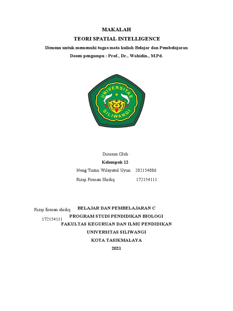 MAKALAH Kecerdasan Visual Spasial | PDF