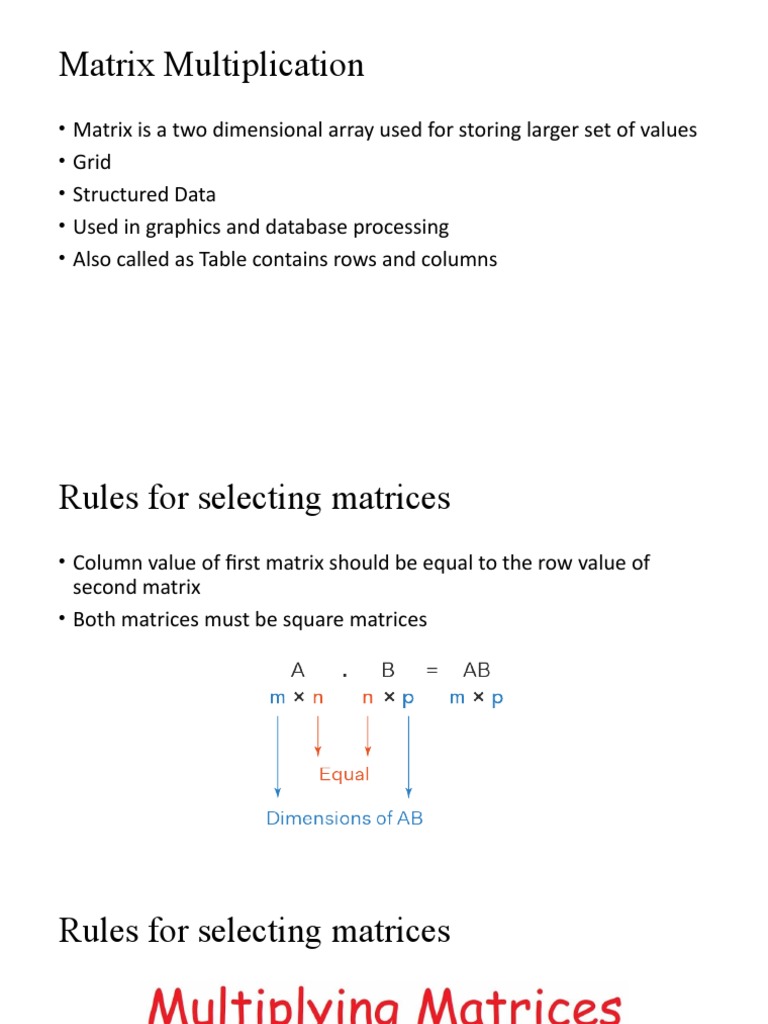 Matrix Multiplication | PDF