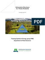 Information Brochure For Thesis Students: Farming Systems Ecology Group (FSE) Department of Plant Sciences