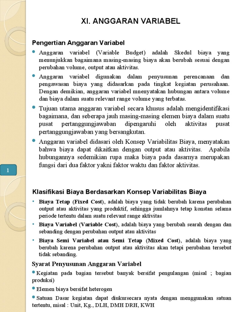 Pengertian dan Penyusunan Anggaran Variabel | PDF | Pengelolaan ...