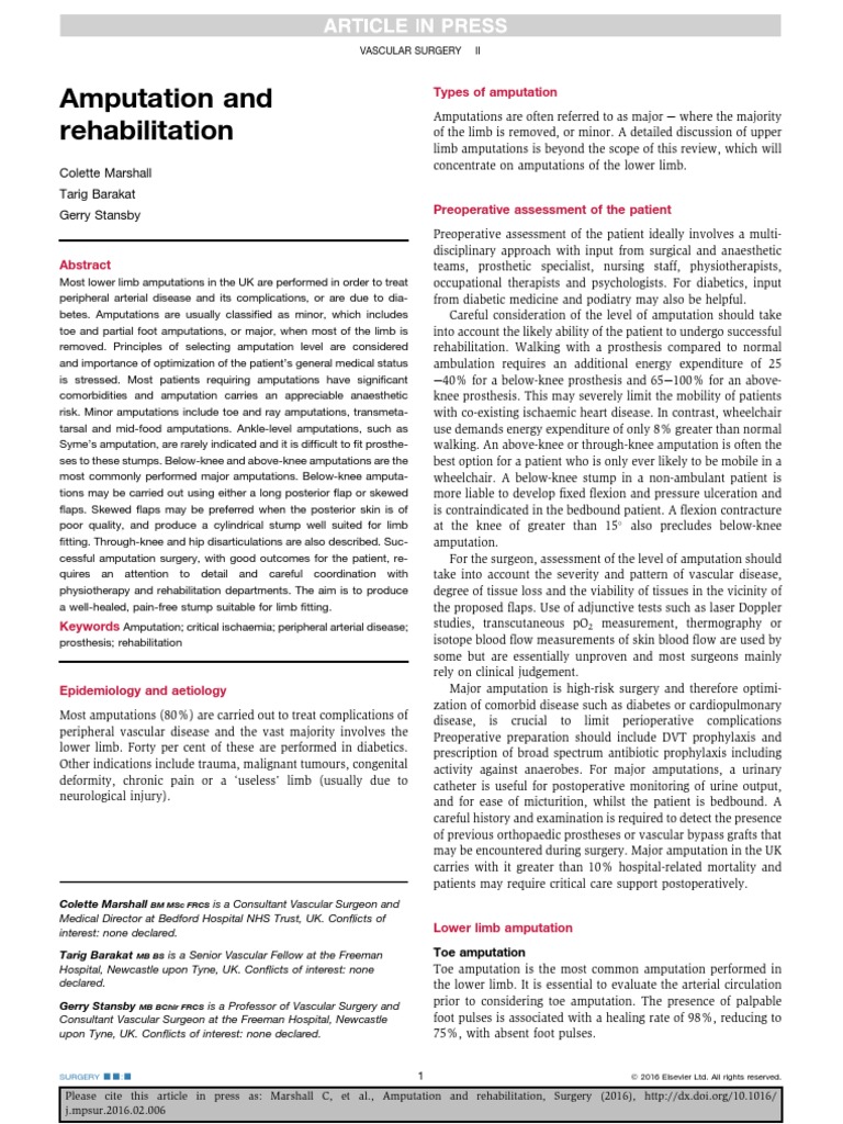 Amputation and Rehabilitation | PDF | Amputation | Prosthesis