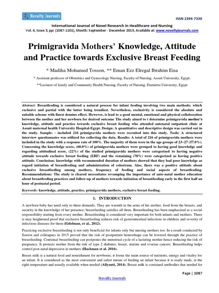 Primigravida Mothers' EBF Knowledge Study | PDF | Breastfeeding ...