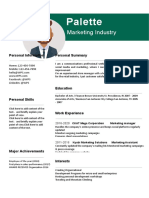 Marketing Professional's Personal Information and Work History