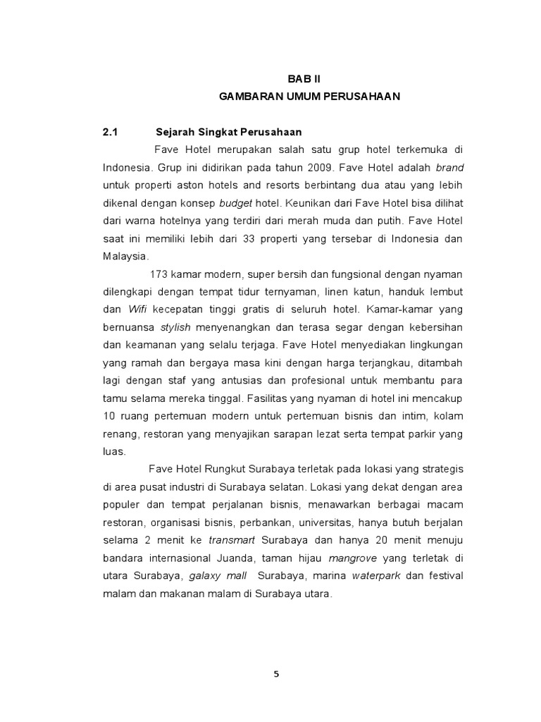 Sejarah dan Profil Fave Hotel Rungkut | PDF | Karier & Perkembangan ...
