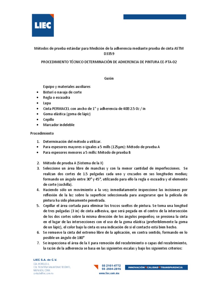 Guion astm d3359 para supervici n pdf
