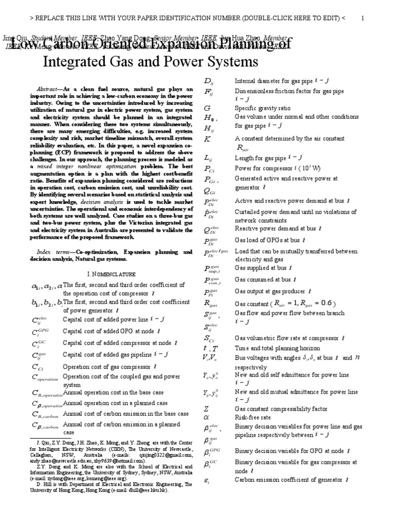 Integrated Gas and Power System Planning | PDF | Low Carbon Economy | Gases