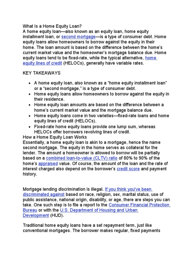Z What Is A Home Equity Loan Pdf Loans Mortgage Loan