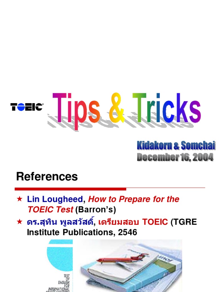 TOEIC Tips and Tricks | PDF | Reading Comprehension | Verb