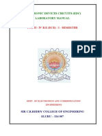 Electronic Devices Circuits (Edc) Laboratory Manual: For Ii / Iv B.E (Ece) : I - Semester