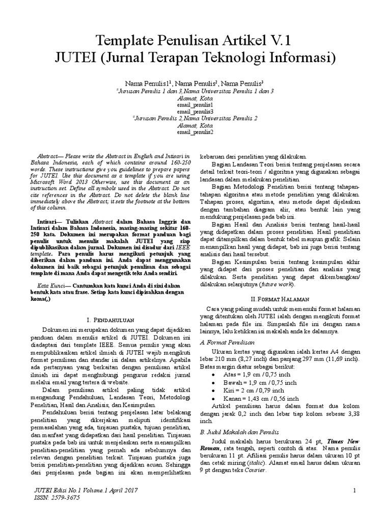 Panduan Template Jurnal Dua Kolom | PDF