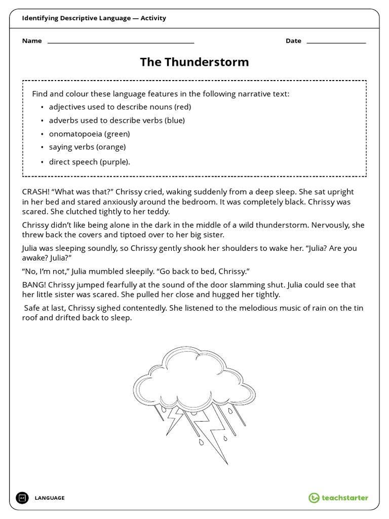Descriptive Language Identification Activity | PDF | Verb | Adjective