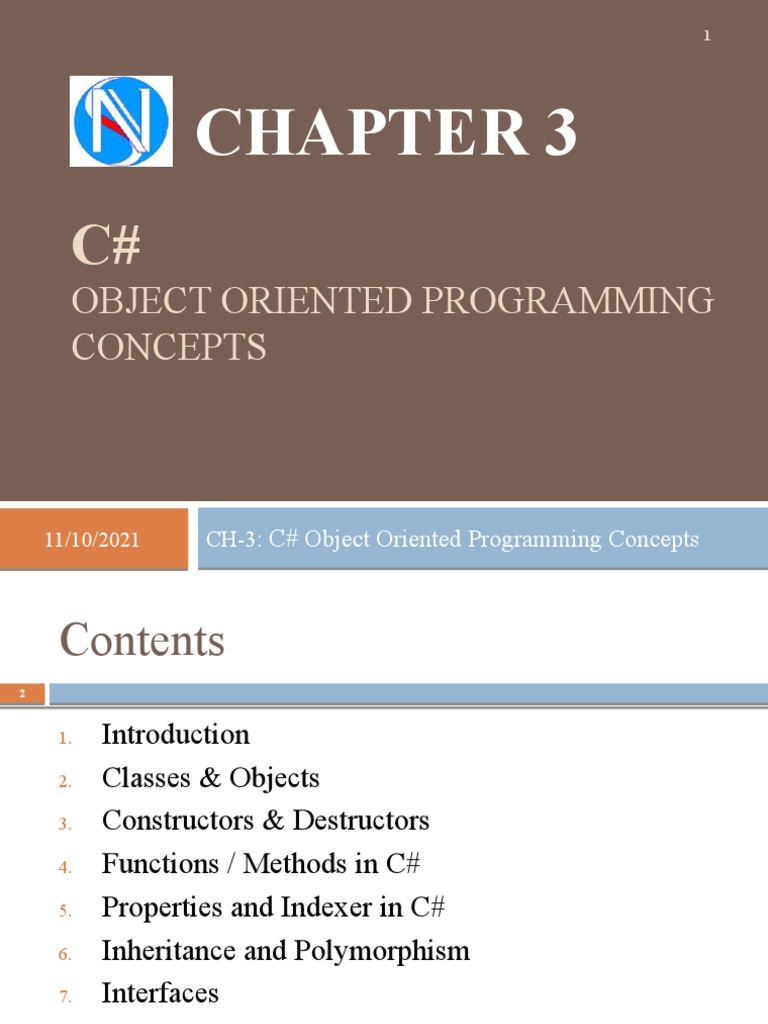 Chapter 3 WP With C# Object Oriented Programming | PDF | Method ...