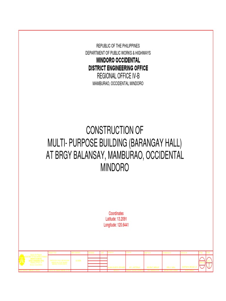 Barangay Hall Multi-Purpose Building Plan | PDF | Architectural ...