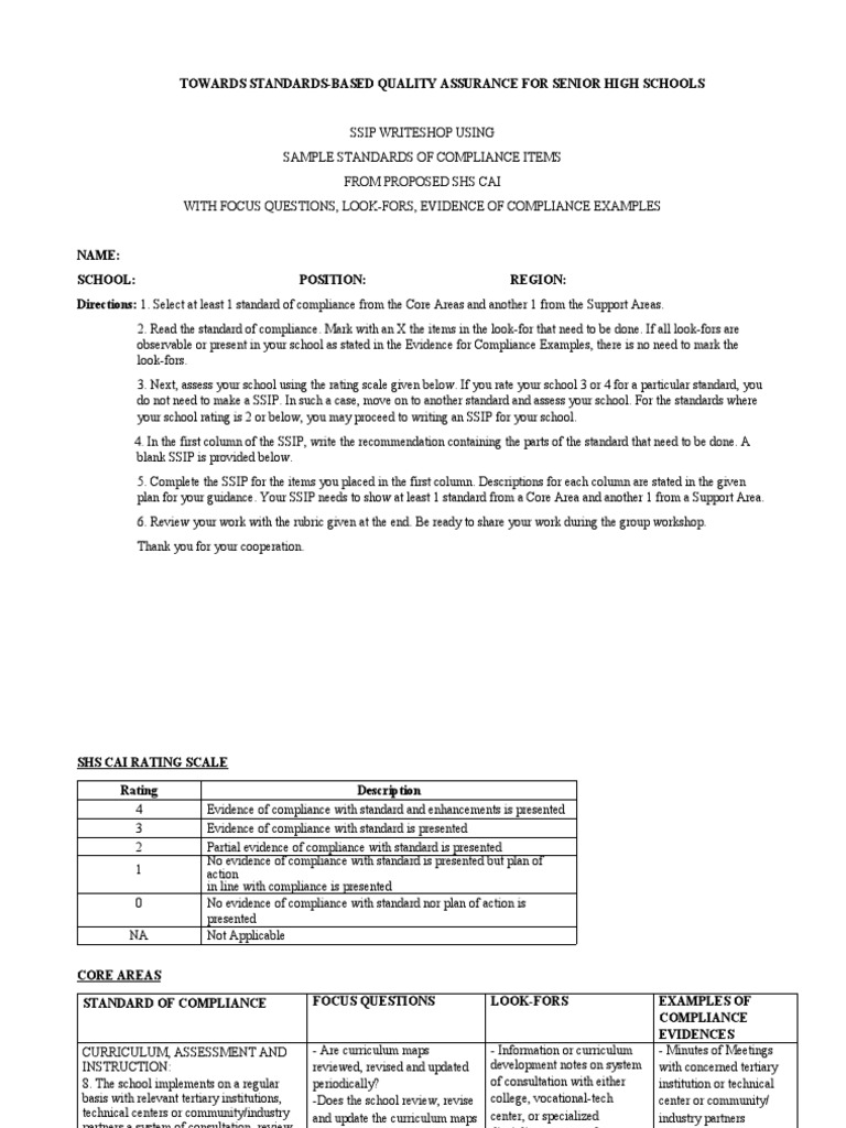 Standards-Based Quality Assurance for SHS | PDF | Curriculum | Goal