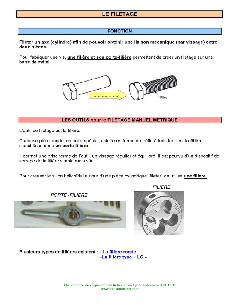 Techniques de Filetage et Taraudage | PDF | Vis de fixation | Processus ...