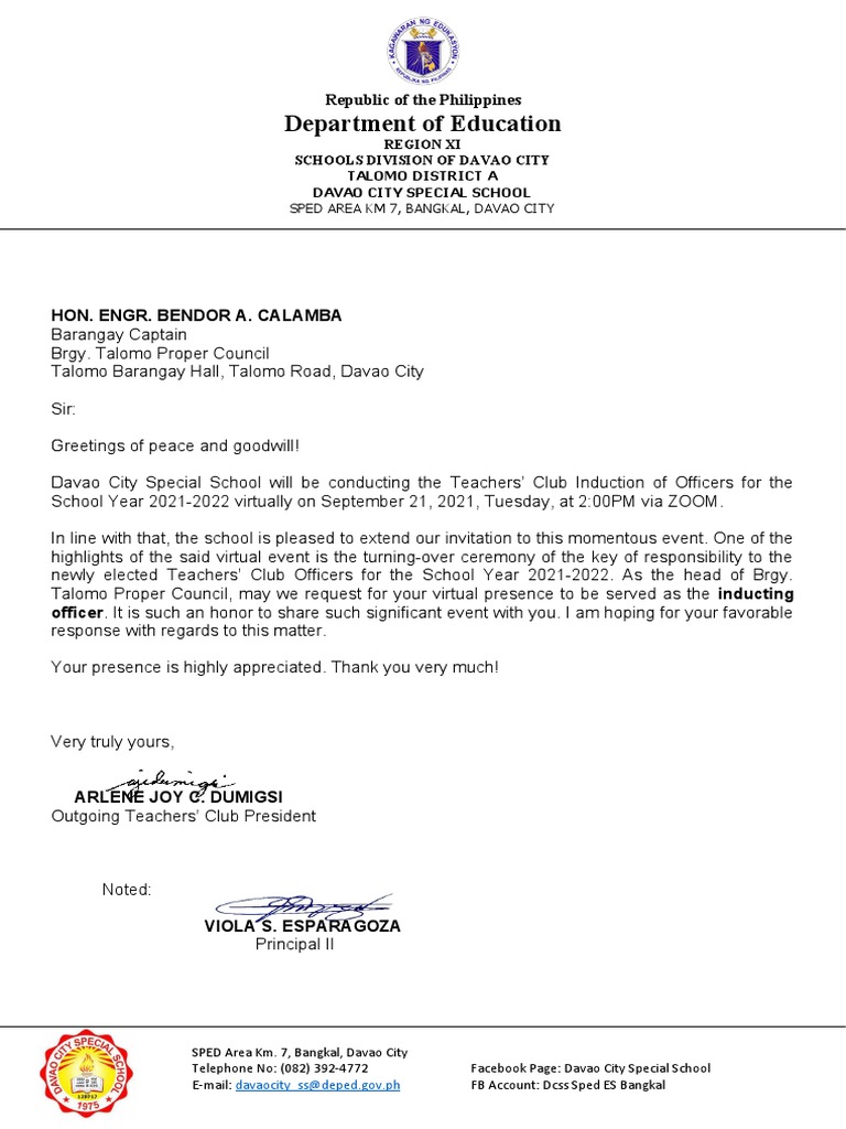 Letter of Invitation-Induction | PDF