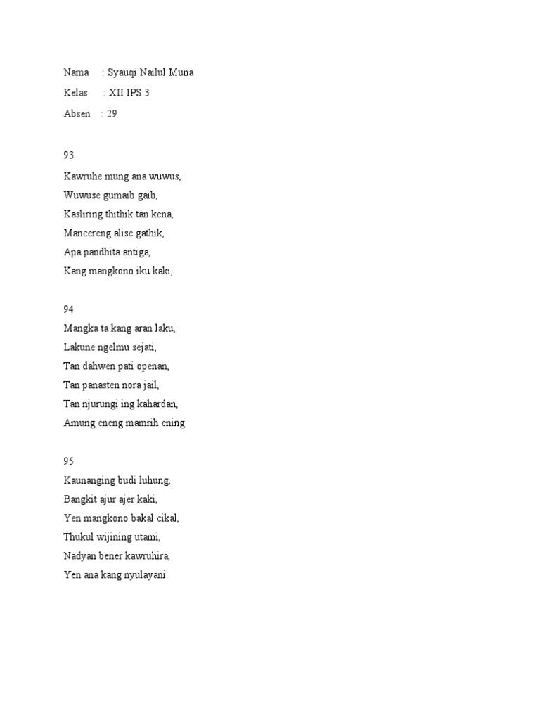 Bahasa Jawa Tembang | PDF