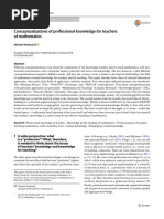 Conceptualizations of Professional Knowledge For Teachers of Mathematics