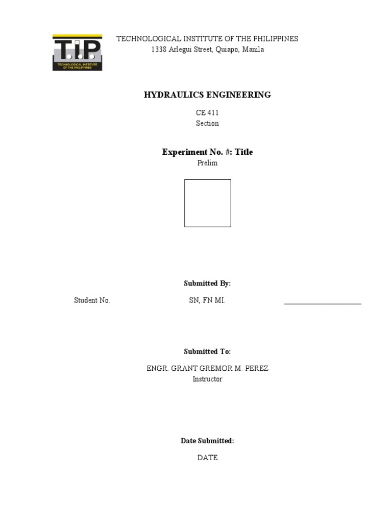Hydraulics Engineering Technological Institute of The Philippines 1338
