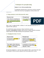 Techniques For Paraphrasing